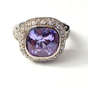 ‘Majestic Lilac’ Sterling Silver 925 Amethyst Solitaire Casket Setting Ring